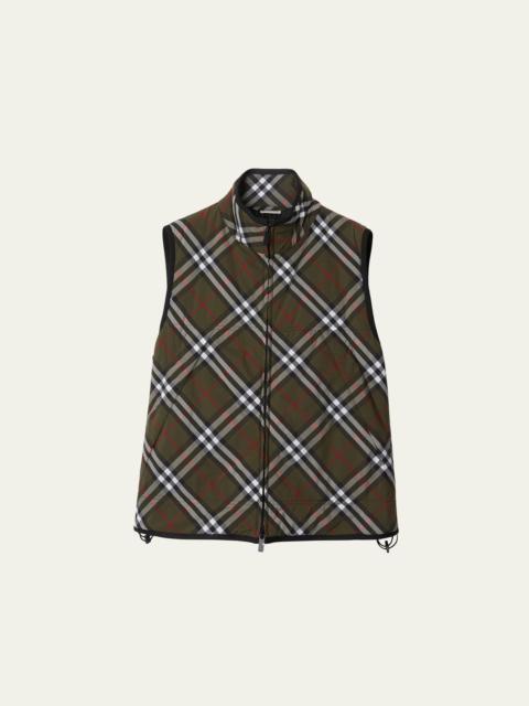 Men's Check Nylon Puffer Vest