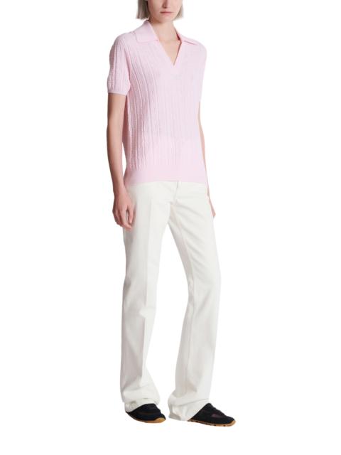 Balmain Balmain Monogram knit polo in Pink at Nordstrom