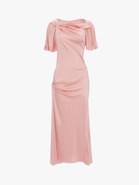 Victoria Beckham Cap Sleeve Dress In Dusty Pink
