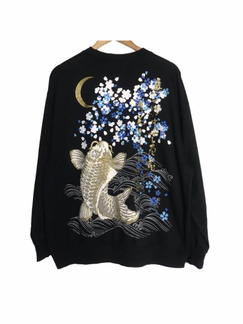 Japanese Brand - Power life big print gold koi fish sukajan sweatshirt