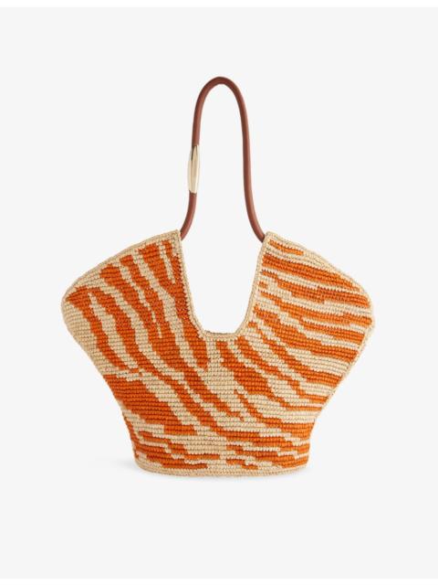 Zimmermann Goldentime Medium Zebra-Pattern Raffia Tote Bag