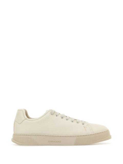 Salvatore Ferragamo Men Ivory Leather Sneakers