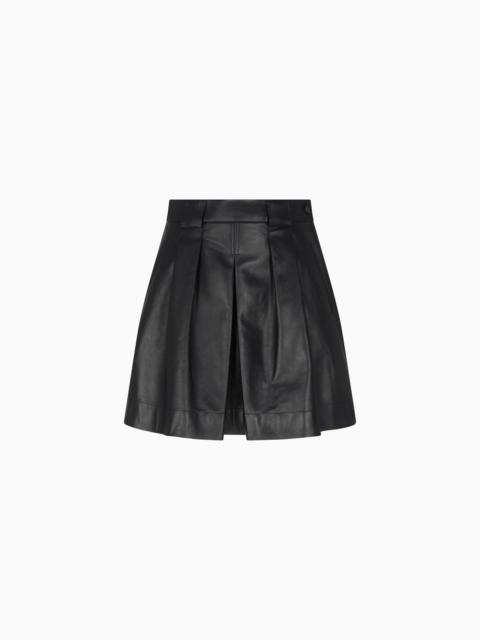 EMPORIO ARMANI NAPPA LAMBSKIN SKIRT WITH GODET PLEAT