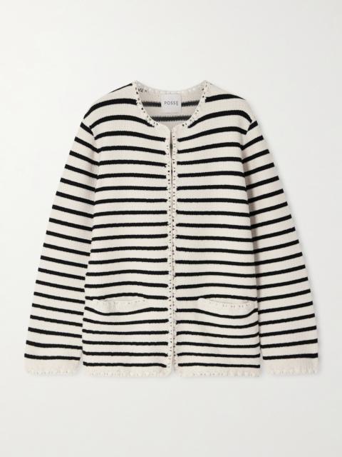 POSSE Henry Embellished Striped Knitted Cardigan