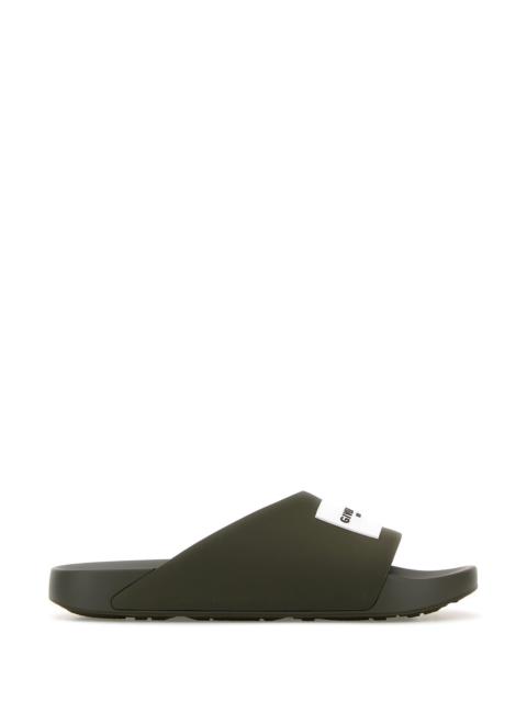 Givenchy Army green rubber slippers