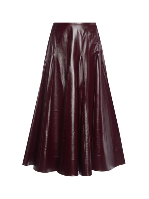 Bottega Veneta Pleated Leather Maxi Skirt burgundy