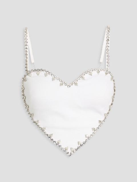 AREA Cropped crystal-embellished ponte bustier top