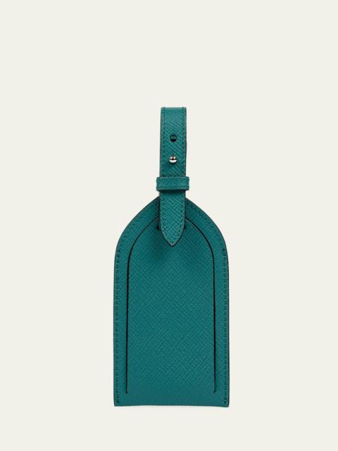 Smythson Panama Leather Luggage Tag, Petrol