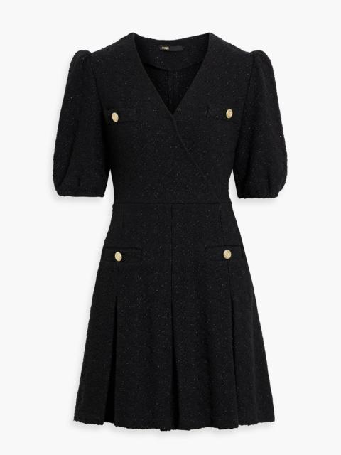 maje Wrap-effect metallic tweed mini dress