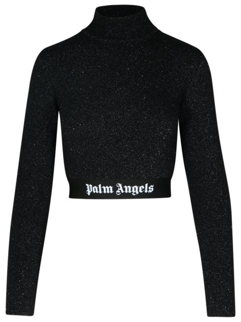 Palm Angels Crop Top In Black Viscose Blend Woman