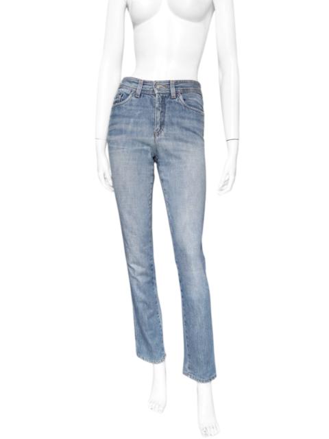 GUCCI Gucci Fall 2001 Tom Ford “G” Cursive Embroidery Light Blue Washed Jeans 40