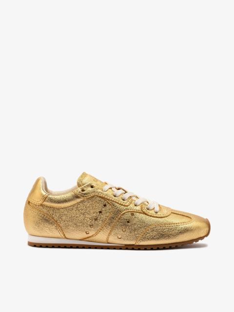 Larroudé Stella Sneaker In Gold Metallic Leather