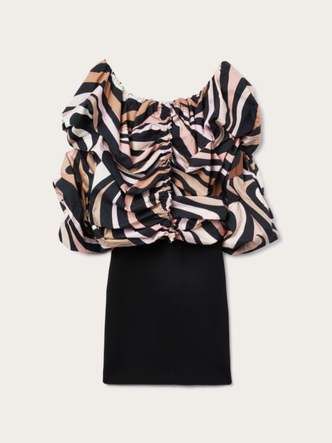PUCCI MARMO PRINT OFF THE SHOULDER DRESS