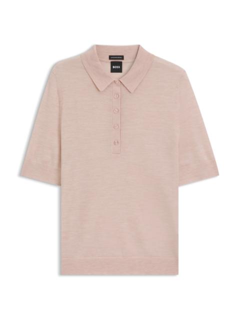 BOSS MERINO-WOOL POLO SWEATER WITH FIVE-BUTTON PLACKET