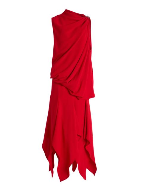 Proenza Schouler Denise Draped Crepe Midi Dress red