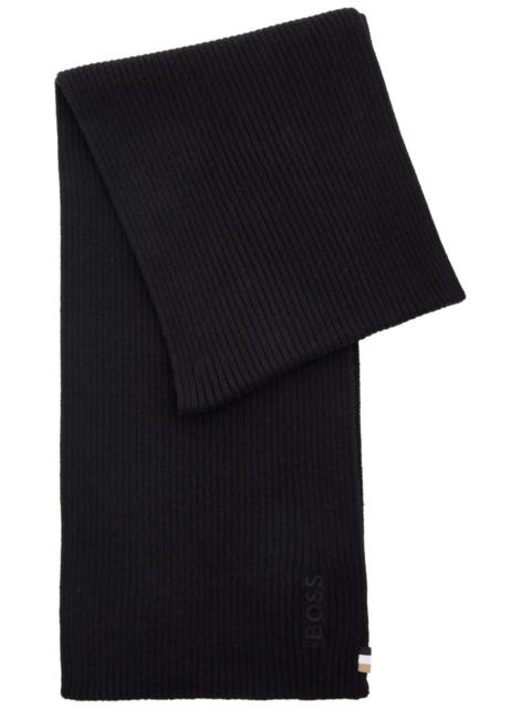 Boss Magico Logo-embroidered Cotton-blend Scarf