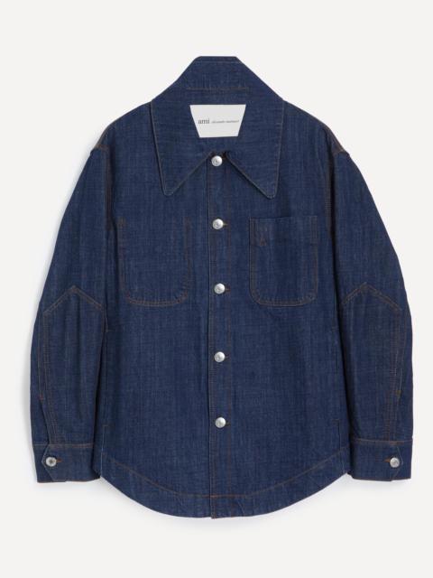 AMI Paris Blue Denim Ami de Coeur Worker Overshirt