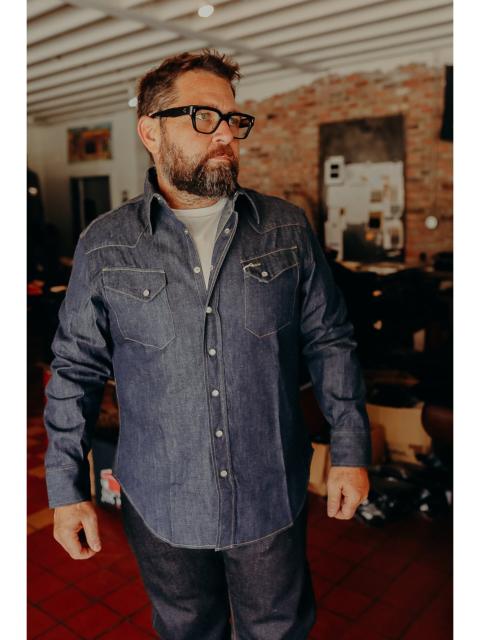 SUGAR CANE SC28190 SUGAR CANE LONG SLEEVE DENIM WESTERN SHIRT- INDIGO