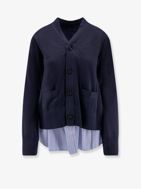 sacai Sacai Cotton Cardigan With Mesh Inserts