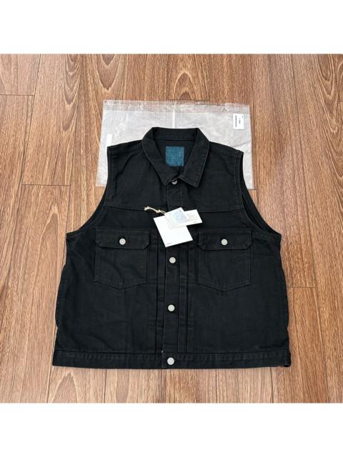 visvim VISVIM 22SS ICT SS 101 VEST CMYK DMGD charcoal black washed denim waistcoat sleeveless