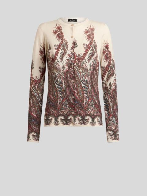 Etro SILK AND CASHMERE CARDIGAN WITH PLACED PRINT