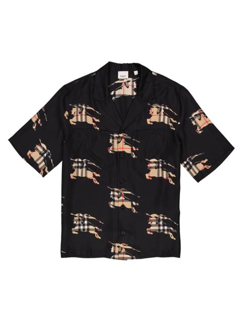 Burberry Burberry Equestrian Knight-Print Silk Shirt