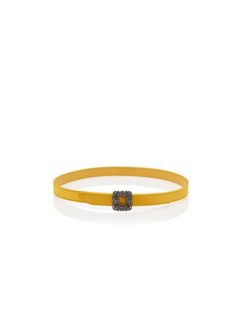 Manolo Blahnik Yellow Satin Crystal Buckled Belt