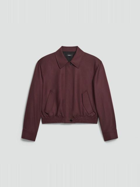 Theory Cropped Track Jacket in Sleek Flannel