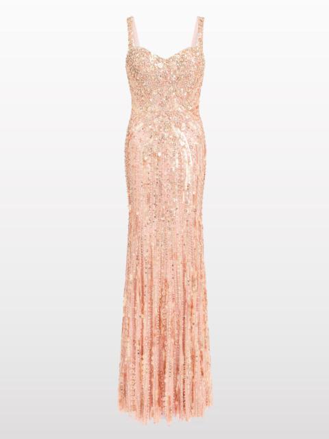 JENNY PACKHAM Jenny Packham Da Vinci Sequin-Embellished Dress in Peach Fizz at Nordstrom