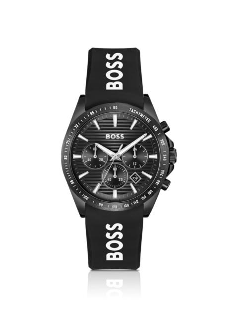 BOSS SILICONE-STRAP WATCH WITH BLACK DIAL