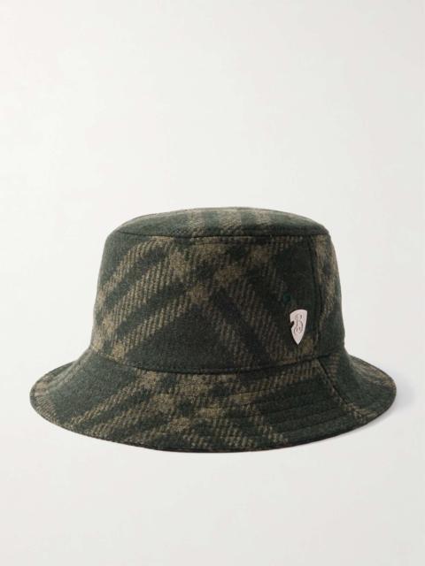 Logo-Appliquéd Checked Brushed-Wool Bucket Hat