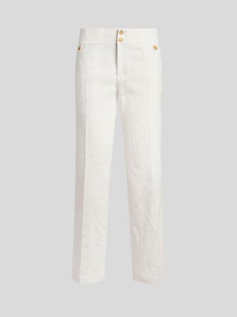 Etro FLARED COTTON-BLEND JACQUARD TROUSERS WITH PAISLEY FOLIAGE MOTIF