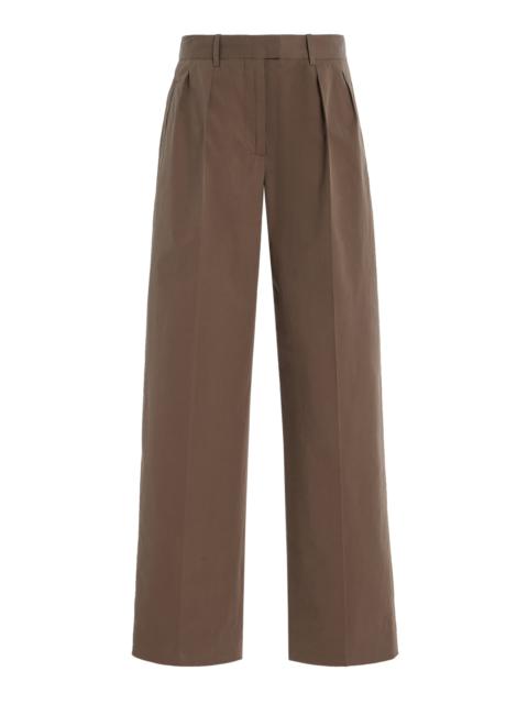 The Row Alfidis Pleated Cotton Straight-Leg Pants neutral