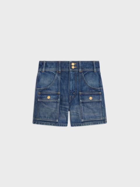CELINE kitty shorts in dark union wash denim