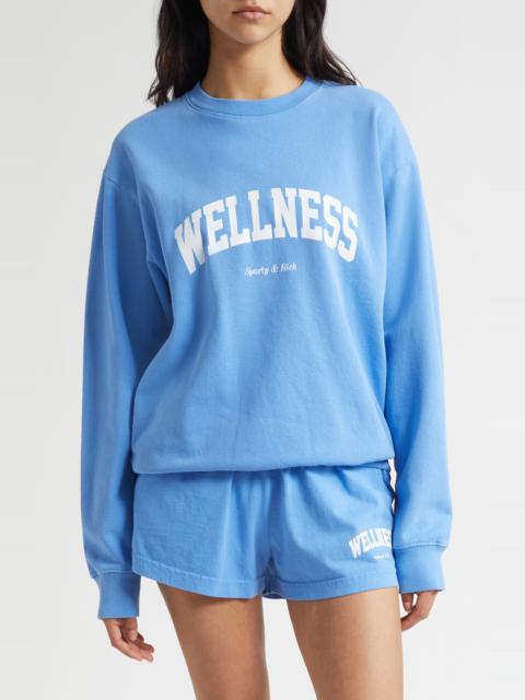 Sporty & Rich Sporty & Rich Wellness Ivy Cotton Graphic Sweatshirt in Flax Blue at Nordstrom
