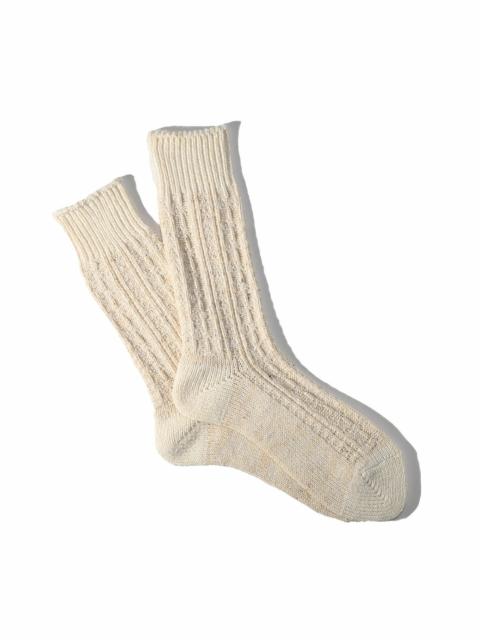 ANONYMOUSISM Anonymousism Boucle Nep Cable Crew Sock Off White