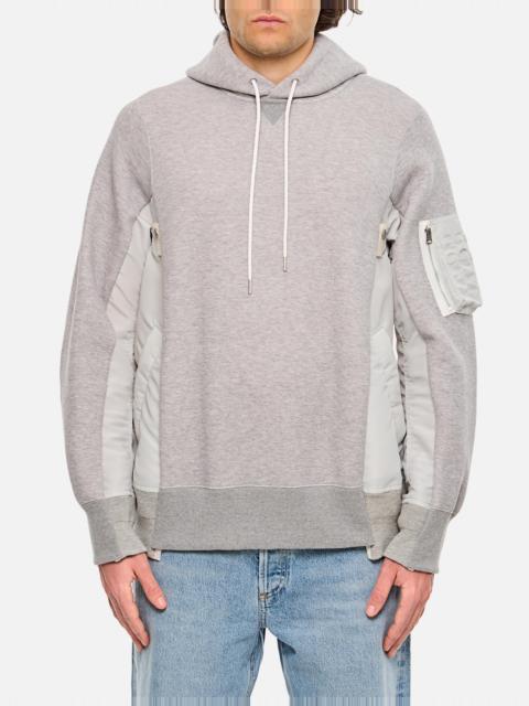 sacai TERRY SWEATSHIRT WITH TWILL AND NYLON HOOD
