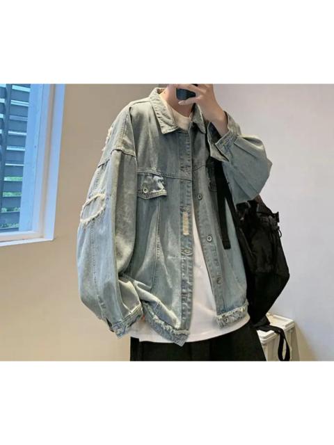 Japanese Brand - Retro Blue Oversized Harajuku Denim Jacket