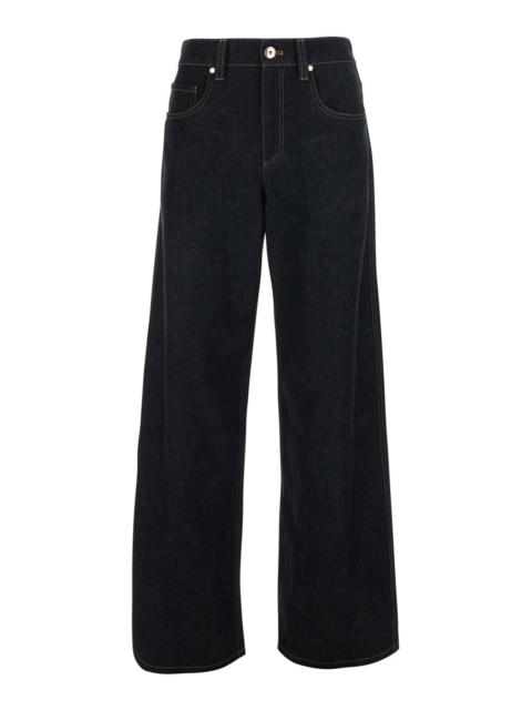 Brunello Cucinelli Brunello Cucinelli Women Black Jeans With Logo Patch On The Back And Contrasting Stitching In Denim 