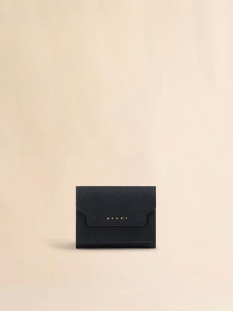 Marni BLACK SAFFIANO LEATHER TRI-FOLD WALLET