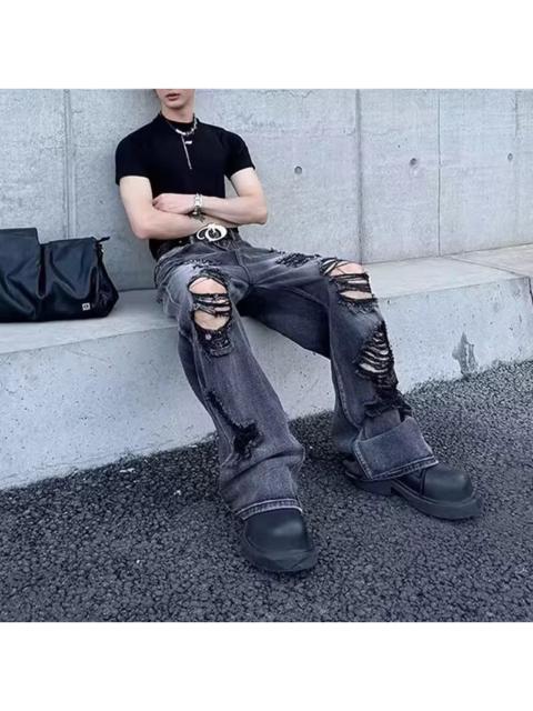 Other Designers Distressed Wide Leg Black Washed Denim Jeans – Streetwear