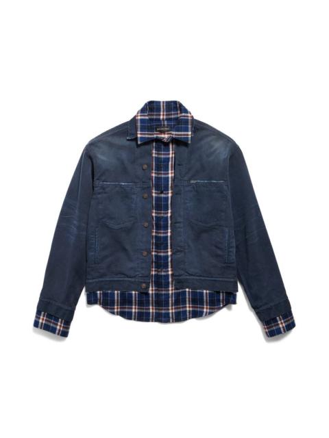 BALENCIAGA Men's Patched Shirt Jacket in Navy/dirty Dark Blue