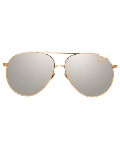 LINDA FARROW JONI AVIATOR SUNGLASSES IN ROSE GOLD AND PLATINUM LENSES (MEN'S)