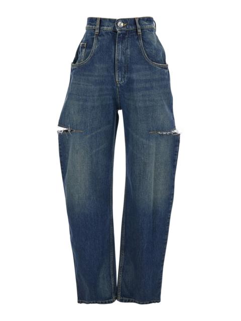 Maison Margiela Maison Margiela Women Blue Five-Pocket Style Jeans With Rips In Cotton Denim Woman