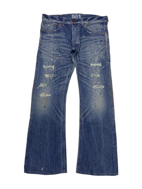 Other Designers Archival Clothing - 🔥EDWIN 503 BLUE TRIP FLARE JEANS DISTRESSED DENIM
