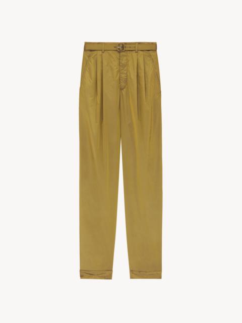 SAINT LAURENT BELTED PANTS IN CRINKLED CANVAS