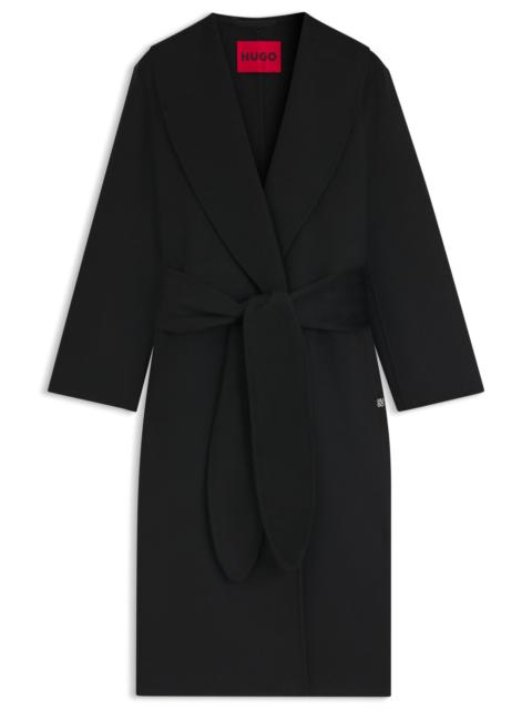 HUGO RELAXED-FIT ROBE-STYLE COAT WITH TIE-UP BELT