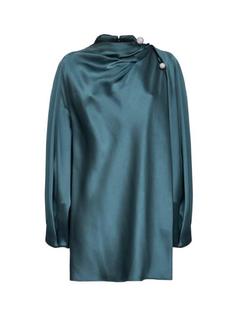 GIUSEPPE DI MORABITO Giuseppe Di Morabito Women Teal Satin Mini Dress With Jeweled Detail