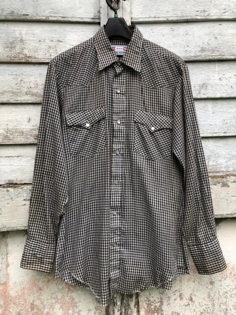 Other Designers Vintage H Bar C Plaid Pearl Snap Button Western Ranchwear