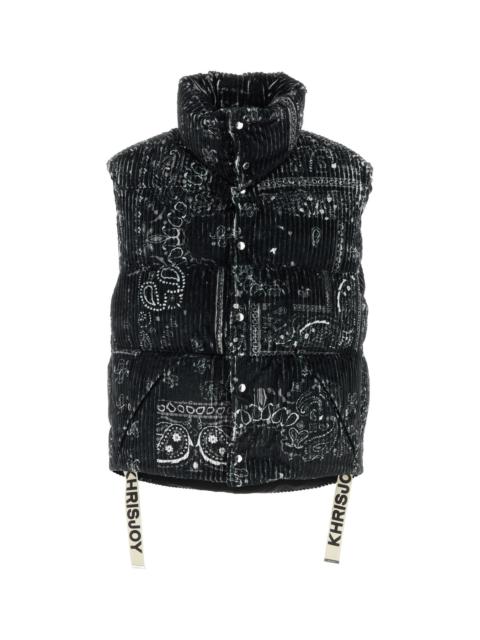 Khrisjoy Printed corduroy oversize sleeveless down jacket